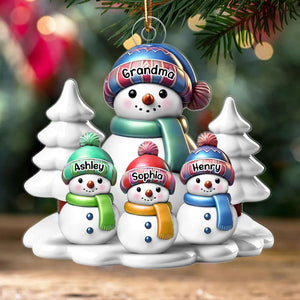 Winter Grandma & Grandkids Snowmen Christmas Personalized Acrylic Ornament