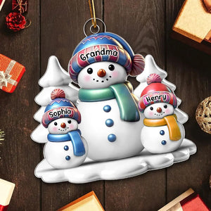 Winter Grandma & Grandkids Snowmen Christmas Personalized Acrylic Ornament