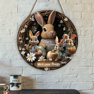 Grandma's Bunnies - Personalized Grandma Custom Shaped Wood Sign