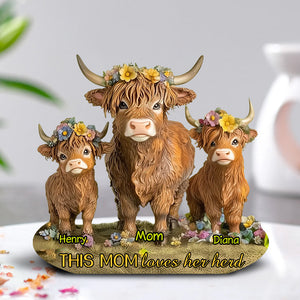 This Mom Loves Her Herd Highland Cow Mother Grandma - Personalized Acrylic Plaque