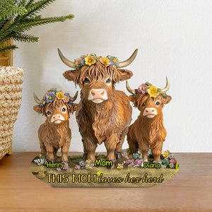 This Mom Loves Her Herd Highland Cow Mother Grandma - Personalized Acrylic Plaque