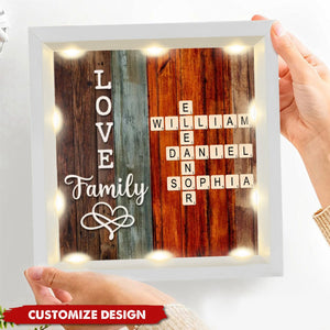 Personalized Family Crossword Art - Created In A Moment, Treasured Forever Shadow Light Box