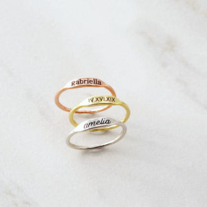 Personalized Dainty Name Stacking Ring Gift for Mom Grandma