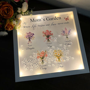 Customized Mom's Garden Birth Flower Light Frame Box