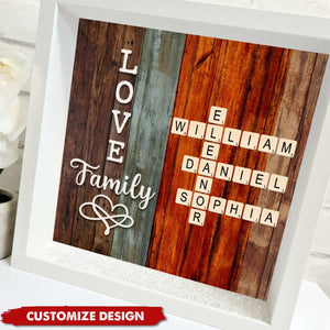 Personalized Family Crossword Art - Created In A Moment, Treasured Forever Shadow Light Box