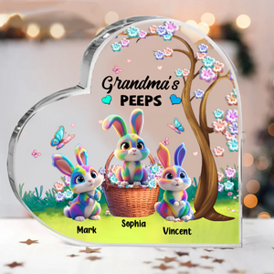 Easter Gift Grandma's Marshmallow Bunny - Personalized Custom Heart Shaped Acrylic Plaque