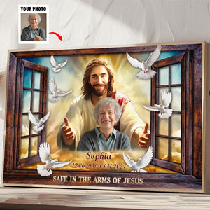 Personalized Canvas-Window Frame Safe In The Arms Of Jesus Canvas,Memorial Gifts, Sympathy Gifts