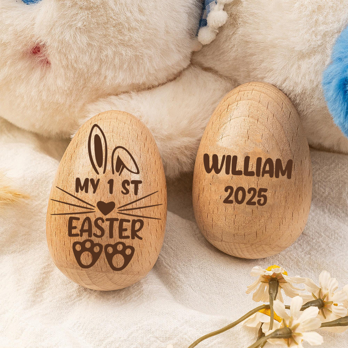 Personalized Easter Wooden Egg with Name,Musical egg shaker