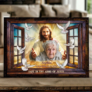 Personalized Canvas-Window Frame Safe In The Arms Of Jesus Canvas,Memorial Gifts, Sympathy Gifts