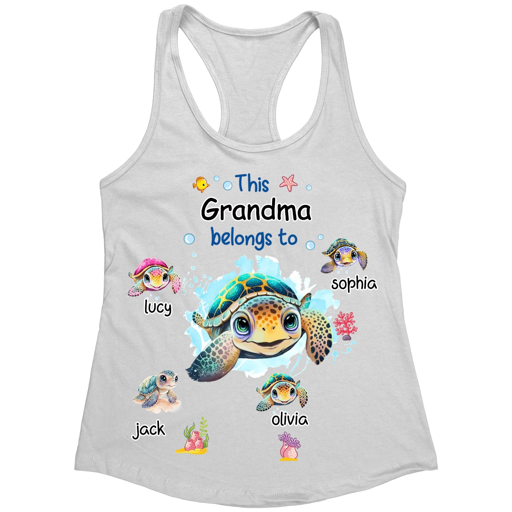 This Grandma Belongs to Cute Ocean Turtles Personalized Tank Top