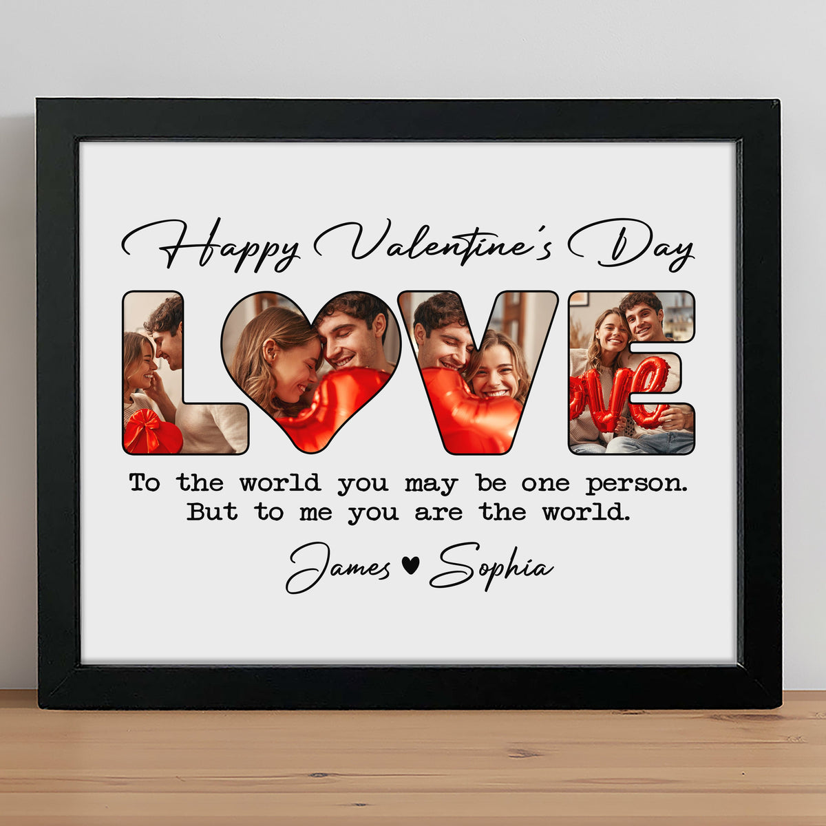 To Me You Are The World Custom Photo Personalized Valentine Picture Frame For Couple