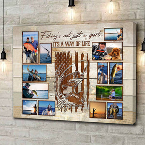 Fishing Photo Collage Canvas, Personalized Gift For Fisherman