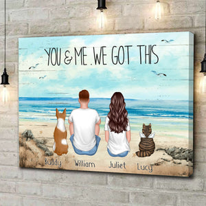 You Me And The Dogs Beach Outline Personalized Poster