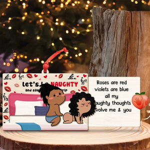 Funny Rude Gift For Partner - Couple Personalized Christmas Gifts Wooden Slider Ornament