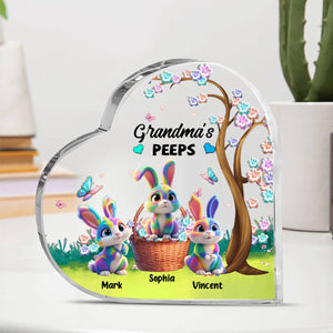 Easter Gift Grandma's Marshmallow Bunny - Personalized Custom Heart Shaped Acrylic Plaque