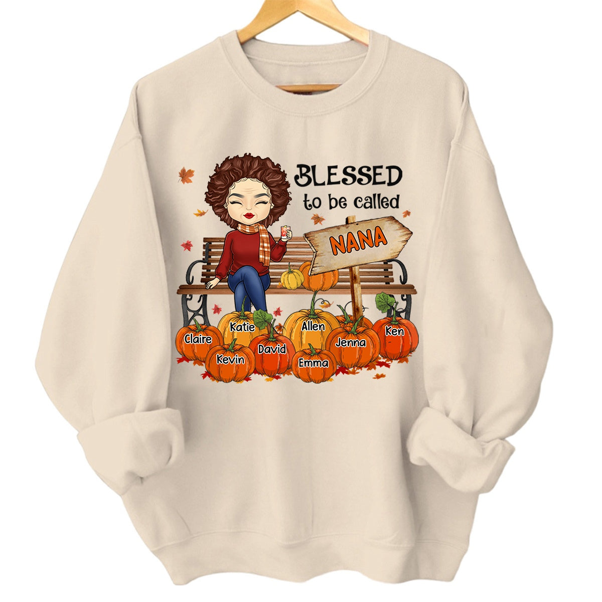 Blessed To Be Called - Family Personalized Pumpkin Sweatshirt - Autumn Gift For Grandma