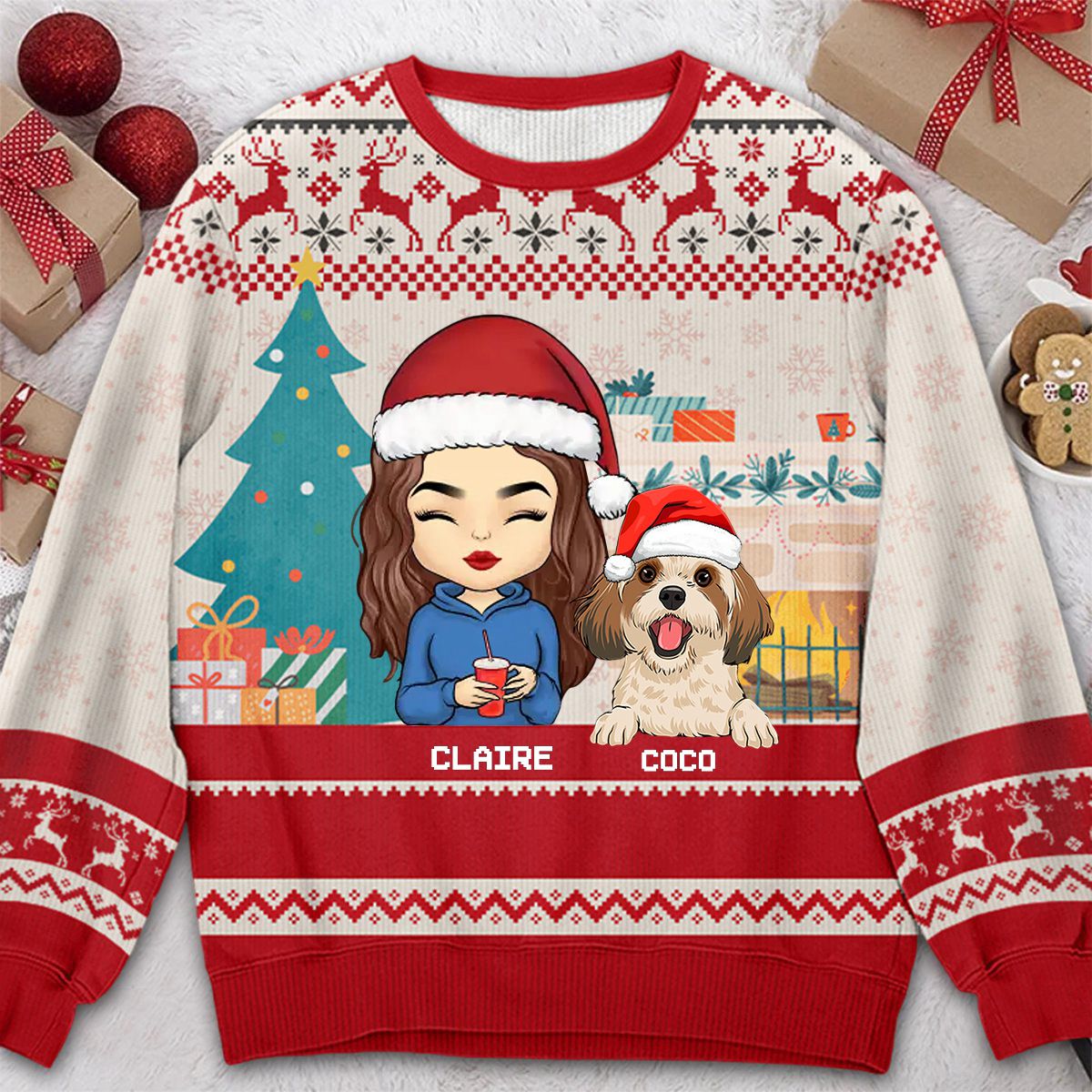 Happy Pawlidays - Dog & Cat Personalized Ugly Sweatshirt