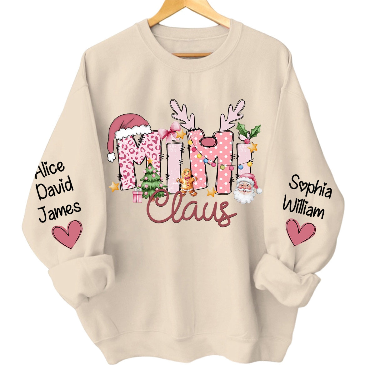 Pink Trend Gigi Claus Personalized Sweatshirt - Best Family Christmas Gift for Grandma