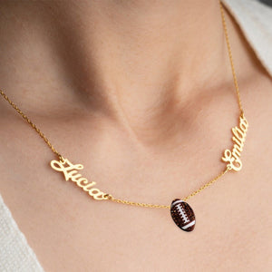 Personalized Football Team Name & Football Charm Necklace