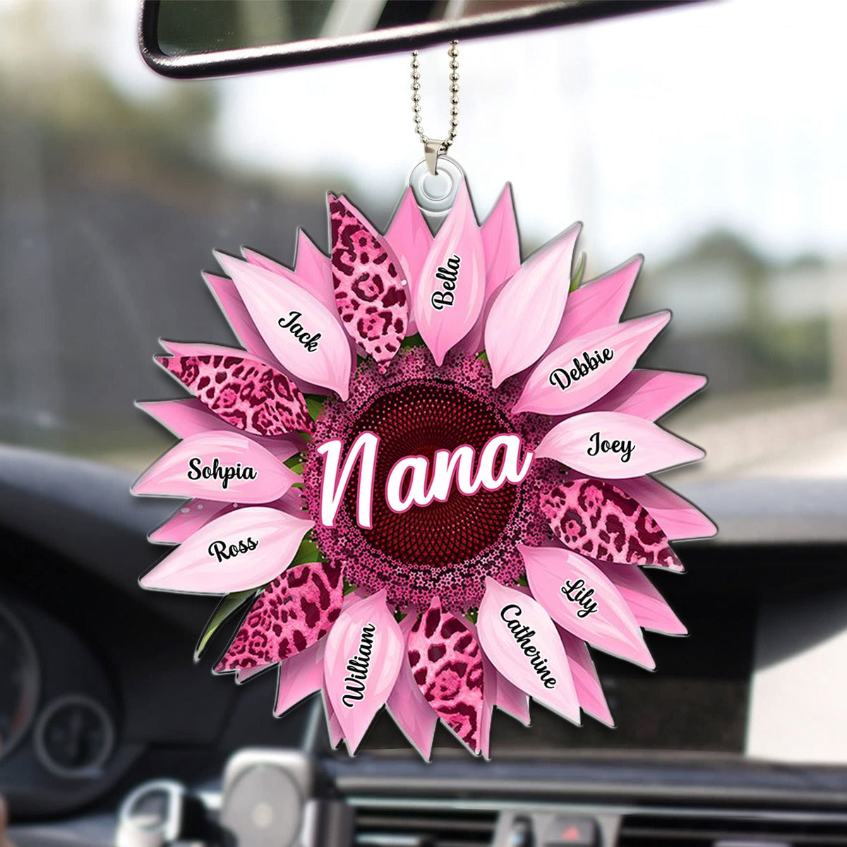 Nana, Mom, Auntie Family Sunflower - Loving Gift For Mother, Grandma - Personalized Acrylic Car Ornament