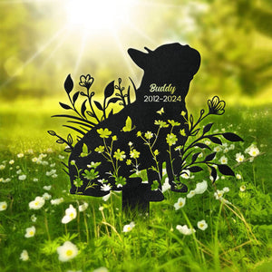 Personalized Floral Dog Memorial Garden Stake