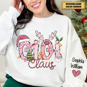 Pink Trend Gigi Claus Personalized Sweatshirt - Best Family Christmas Gift for Grandma