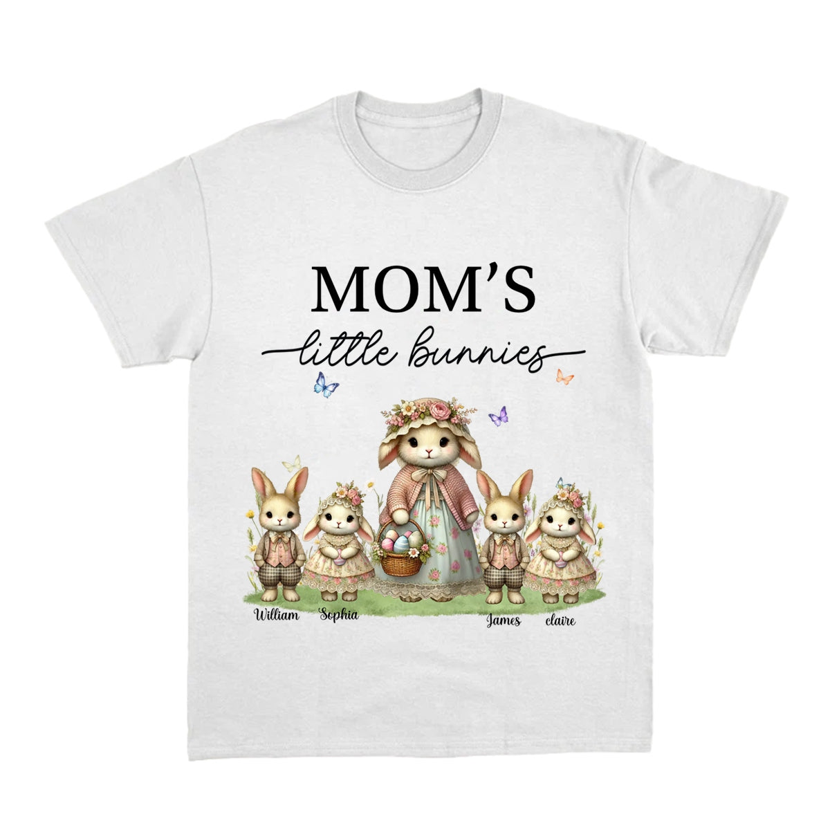 Vintage Grandma Bunny Easter Personalized  Pure Cotton T-Shirt