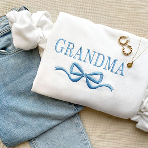 Personalized Bow College Mama Embroidered Sweatshirt