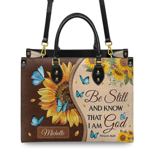 Personalized Be still and know that I am God-Bible Verse Leather Bag