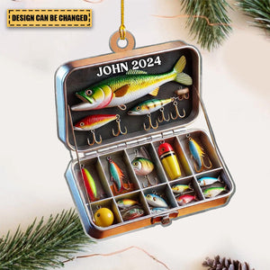 Personalized Fishing Tackle Box Acrylic Ornament, Fisherman Ornament