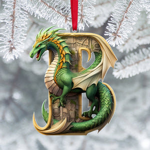 Personalized Custom Alphabet Letter Christmas - Dragon Hanging Ornament