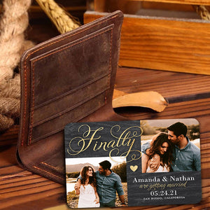 Personalized Finally We are getting married Couple Metal Wallet Card