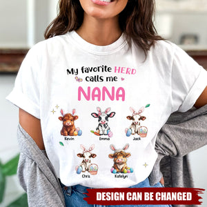 Personalized Gift For Grandma Nana's Cute Cow Easter Day Highland Cow T shirt