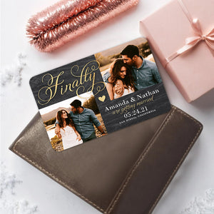 Personalized Finally We are getting married Couple Metal Wallet Card