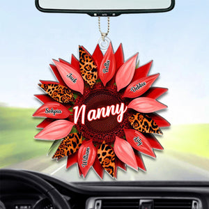 Nana, Mom, Auntie Family Sunflower - Loving Gift For Mother, Grandma - Personalized Acrylic Car Ornament