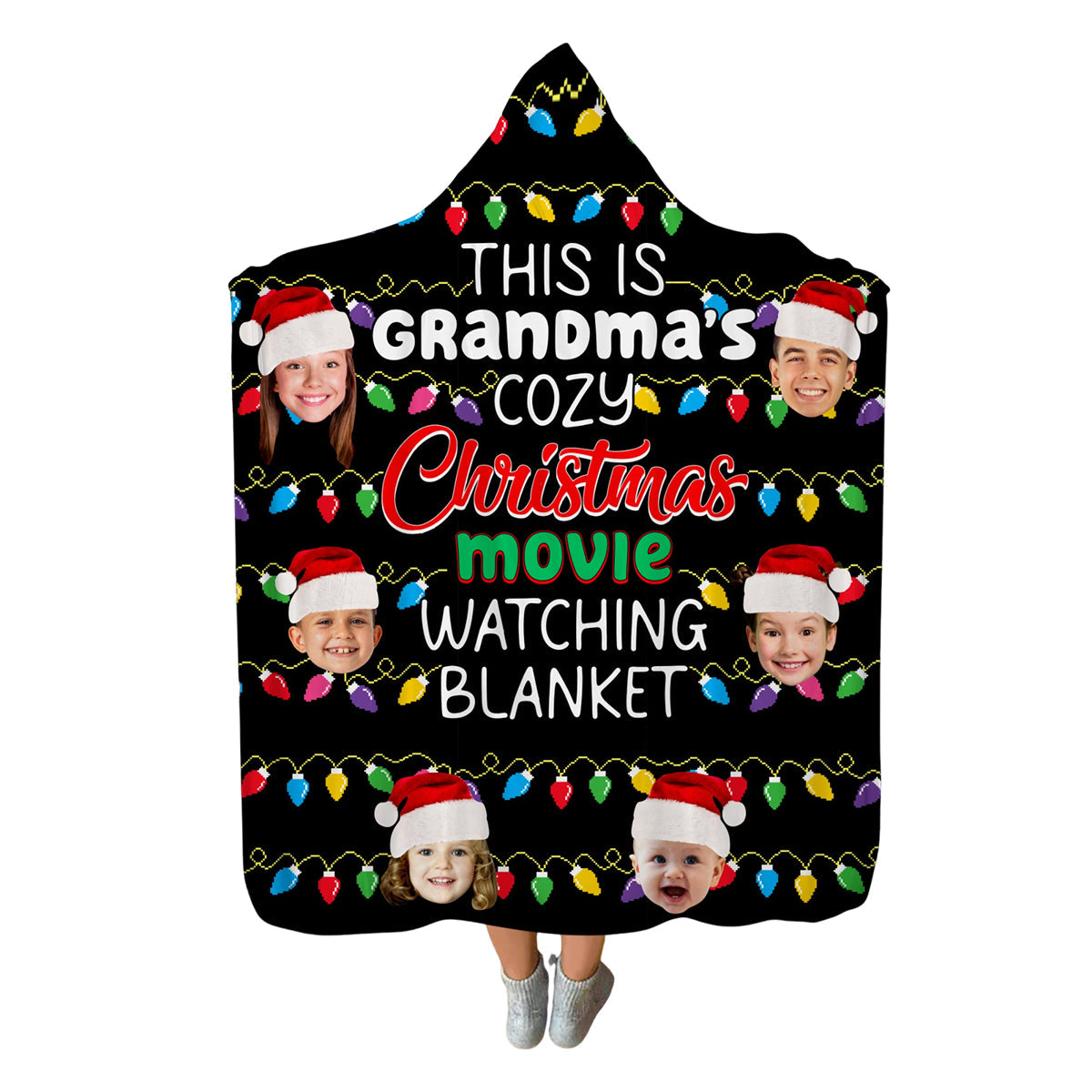 Custom Photo Gifts For Grandma Personalized Wearable Blanket