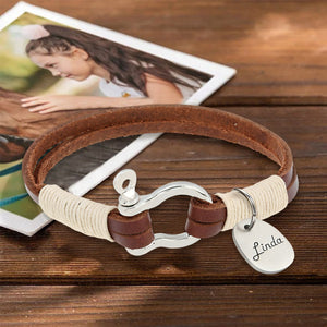 Personalized Equestrian Horsebit Leather Bracelet with Name Horse Lovers Jewelry