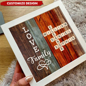 Personalized Family Crossword Art - Created In A Moment, Treasured Forever Shadow Light Box