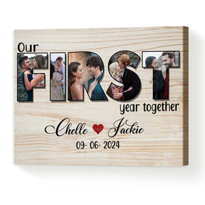 Our First Year Together Personalized Photo Collage Canvas/Poster, Valentine's Day Gifts