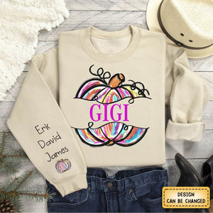 Gigi Grandma Painted Pumpkin - Family Personalized  Fall Sweatshirt