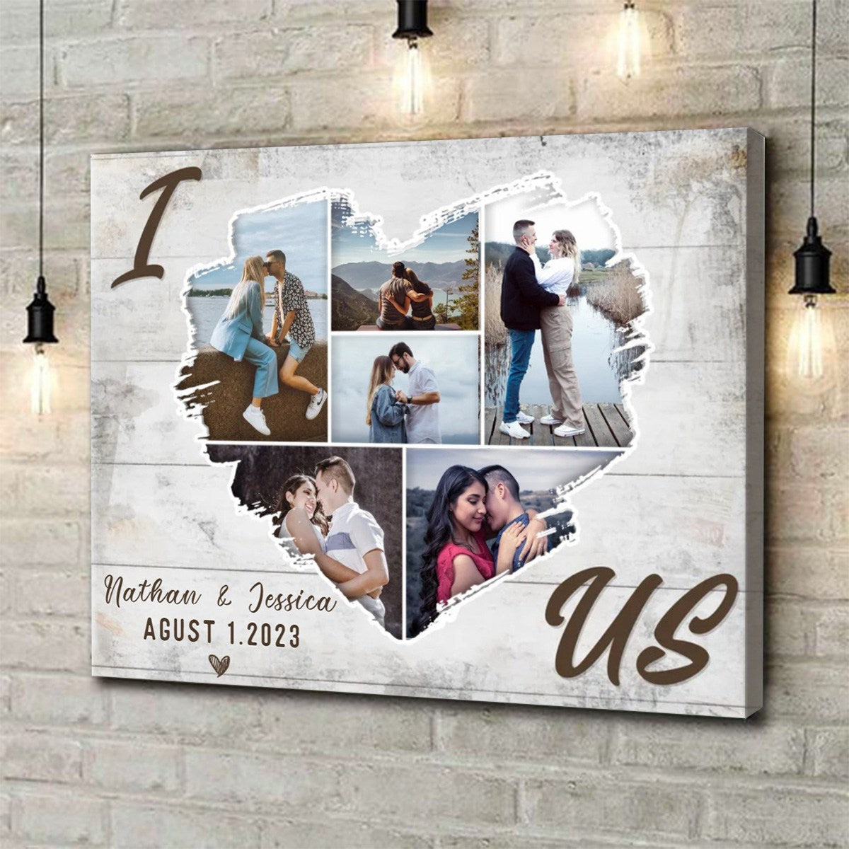 Personalized Couple Heart Shaped Photo Collage Poster,Wedding Anniversary Valentines Gift For Her Him