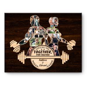 Gym Together Personalized Gym Couple Photos Collage Canvas Poster Gift