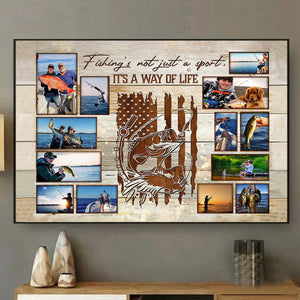 Fishing Photo Collage Canvas, Personalized Gift For Fisherman