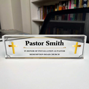 Personalized Pastor Desk Name Acrylic Plaque,Acrylic Office Name Sign, Pastor Desk Name Plate