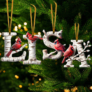 Memorial Cardinal With Custom Alphabet - Personalized Christmas Acrylic Ornament