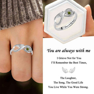 Personalized Infinity Angel Wing Memorial Birthstone Ring