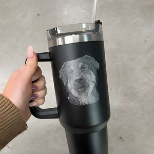 Personalized Dog Photo 40oz Tumbler With Handle Christmas Gifts for Dog Lovers