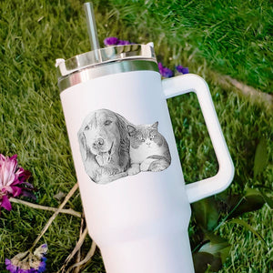 Personalized Dog Photo 40oz Tumbler With Handle Christmas Gifts for Dog Lovers