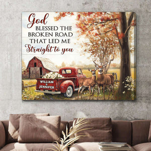 God Blessed The Broken Road Vintage Farmhouse Personalized Couples Canvas Poster