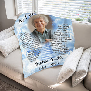 Custom Photo As I Sit In Heaven - Memorial Personalized Blanket